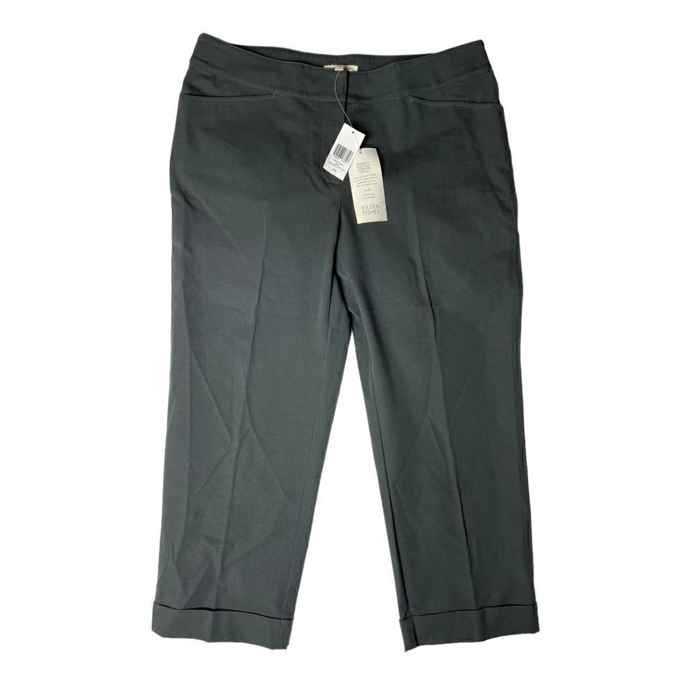 Eileen Fisher Slim Crop Cuffed Pants in Bark Size Small NWT